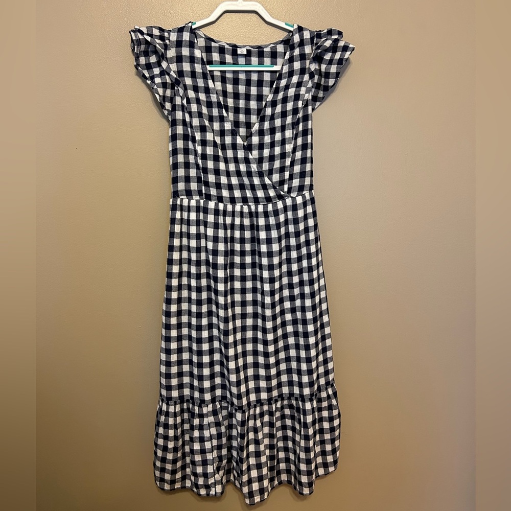 Old Navy Navy and White Checkered Midi Dress